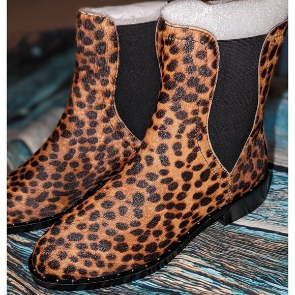 Rebecca Minkoff Size 7M Leopard Print Calf Hair Chelsea Sabeen Too Ankle Boots - Picture 5 of 9